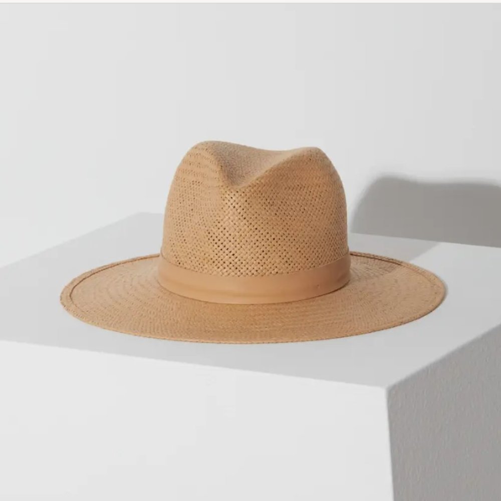 Janessa Leone Simone Hat - Packable Straw Fedora (Medium)
